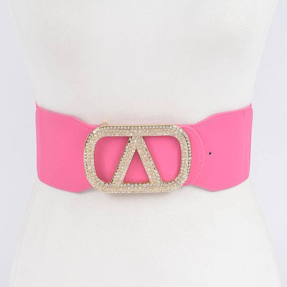 Rhinestone Buckle Elastic Belt main image 7